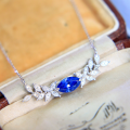 wholesale S925 Sterling Silver Red Elk Full Body Cornflower Marquise Pendant Necklace, Ultra Sparkly Personality Light Luxury Choker Collarbone Chain for Women-0-3