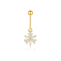 wholesale S925 Sterling Silver Irregular Marquise Heart Floral Beaded Threaded Ear Cuff With Zircon Accents-Single gold #1