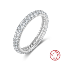 wholesale S925 Sterling Silver Double Row Zirconia Ring, Classic and Versatile Band, Direct from Manufacturer-14k gold, 1.86g>8