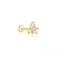 wholesale S925 Sterling Silver Geometric Marquise Cut Opal Threaded Flat Back Ear Bone Stud With Zircon Accent, Fast Selling On Aliexpress-Single gold #8