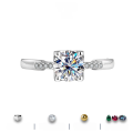 wholesale S925 Sterling Silver Moissanite Ring Light Luxury High-End Sense Small Waist Bullhead Style 1 Carat Engagement Wedding Band-0-0