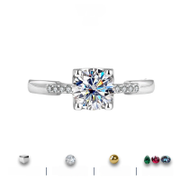 wholesale S925 Sterling Silver Moissanite Ring Light Luxury High-End Sense Small Waist Bullhead Style 1 Carat Engagement Wedding Band-White 50-point (Moissanite Ring + GRA Certificate) US size 8