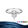wholesale S925 Sterling Silver 1-carat Teardrop Pear-shaped Ring for Women and Men, High-end Jewelry-0-3