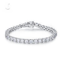 wholesale S925 Silver New Style 04ct High Carbon Diamond Minimalist Luxury Trendy Full Diamond High-End Feeling Bracelet-B048 Bull Head Bracelet 18cm