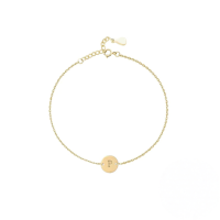 wholesale S925 Sterling Silver Engraved Round Tag 26 Letters Charm Bracelet For Women Daily Wear-Gold-P&gt;925 Silver