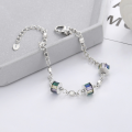 wholesale S925 Sterling Silver Korean-style Square Zirconia Patchwork Block Chain Trendy Fashion Exquisite Bracelet-0-1