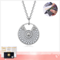 wholesale S925 silver plated with 18k gold, full drill moissanite round safety pendant necklace for women, same style as cross-border independent sites-0-0
