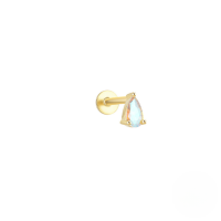 wholesale 925 Sterling Silver New Moonstone And Zircon Inlaid Flat Head Threaded Ear Cartilage Stud, Popular In Europe And America For Its Unique And Elegant Style-Single gold #2