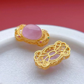 wholesale S925 ancient method gold-plated silver fittings set with natural kunzite spacer beads for DIY hand-knotted string bracelet-0-5