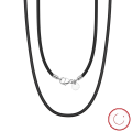 wholesale 925 Sterling Silver Clasp, 30mm Genuine Black Leather Cord Necklace, Unisex, Versatile-0-1