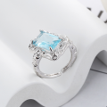 wholesale S925 Sterling Silver Ice Blue Lava Textured Ethereal Minimalist Luxury Adjustable Ring for Women-0-0