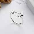 wholesale S925 Sterling Silver Geometric Hollow Open Adjustable Ring with Small and Large Balls, Dongdaemun Trendy New Style for Women-0-2
