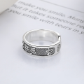 wholesale S925 Sterling Silver Retro Vintage Chinese Style Wide Band Adjustable Open Ring-0-1