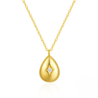 wholesale 925 Sterling Silver New Ins Style Waterdrop Zircon Pendant Women's Choker Necklace, European And American Hot Sales, Elegant And High-end Sense-Gold 925 silver