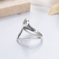 wholesale S925 Silver Irregular Minimalist Smooth Cross-Border European and American Trendy Design Open Adjustable Ring-0-2