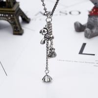 wholesale S925 Sterling Silver Vintage Thai Silver "Money and Flowers" Long Pendant Necklace for Women, Fashionable Euro-American Unique Niche Jewelry-Immediately get money flower sweater necklace 925 silver