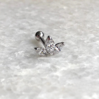 wholesale S925 Sterling Silver Crown Marquise Zircon Threaded Ear Bone Stud-Single platinum