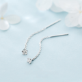 wholesale S925 Sterling Silver Short Flower Ear Chain for Women, Korean Style Small Fresh Five-Petal Frangipani Earrings E6896-0-1