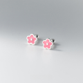 wholesale S925 sterling silver small resin five-petal flower threaded stud earrings, ins-style sweet student earrings M03322-0-6
