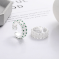 wholesale S925 Sterling Silver Fashion Cross-Border European and American Green Zircon Stripe Trendy Design Open Adjustable Ring-0-0