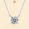 wholesale S925 Silver Icy Moissanite Four-Prong Pendant Necklace, Cross Collarbone Chain, New Eternal Love Style, Hot Selling in Cross-Border Live Streaming Wholesale-0-0