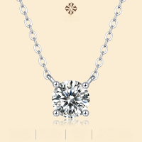 wholesale S925 Silver Icy Moissanite Four-Prong Pendant Necklace, Cross Collarbone Chain, New Eternal Love Style, Hot Selling in Cross-Border Live Streaming Wholesale-1 carat>925 silver