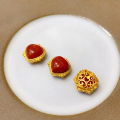 wholesale S925 silver gold-plated South Red agate heart-shaped bow accessory DIY handmade spacer beads semi-finished pendant for bracelet and necklace-0-3