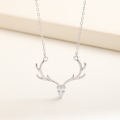 wholesale S925 Sterling Silver "One Deer with You" Moose Necklace for Women, Minimalist Fashion Chain Jewelry Wholesale Christmas Gift-0-1