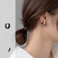 wholesale S925 silver black geometric polygon ear clips Korean trendy cool style unisex earrings M01860-0-1
