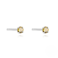 wholesale S925 Sterling Silver Small Elegant Colorful Zircon Stud Earrings For Daily Wear And Ear Care-Platinum-Olive Green 925 Silver