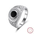 wholesale 925 Silver Metal Material, Cloud Pull New Style European and American Street Retro Onyx Black Gemstone Men's Ring Amazon Spot Wholesale-0-0
