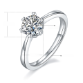 wholesale S925 Sterling Silver Straight Arm Classic Six-Prong Fashion Moissanite Ring for Women, Classic and Simple with 1 Carat Moissanite-0-0