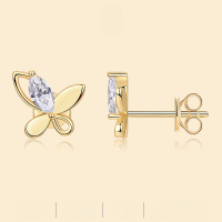 wholesale 925 Silver Cute and Stylish Personality Earrings, Light Luxury Premium Minimalist Flower Moissanite Studs Wholesale-Moissanite 3*6mm