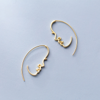 wholesale Metal Material S925 Silver Earrings Women Japanese Style Simple Hollow Face Fashion Internet Celebrity Sweet Earrings G1626-S925 silver pair gold