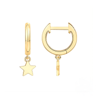 wholesale S925 Sterling Silver Dagger Cross Earrings With Evil Eye, Star, And Moon Pendant Hoop-Gold #1-Five-pointed Star 925 Silver