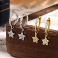 wholesale Sterling Silver Star Earrings with High-End Feel, Five-Pointed Star Set with Zircon, European and American Cross-Border Ear Clasp for Women-0-1