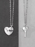 wholesale S925 Sterling Silver Couple Necklace Matching Pair, Creative Interlocking Heart Lock Pendant, Sweater Chain-0-1
