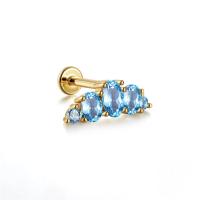 wholesale S925 Sterling Silver Butterfly With Zircon, Pearl, And Spiral Thread Ear Cartilage Stud, 16g Flat Back, Popular In Europe And America-Single gold #5