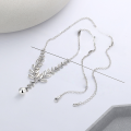 wholesale S925 Sterling Silver Korean-style Creative Auspicious Wish Fulfillment Wheat Ear Bead Pendant Versatile Necklace-0-1