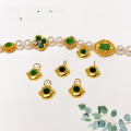 wholesale S925 gold-plated silver fittings natural A-grade jade four-leaf clover bracelet pendant Myanmar jade jewelry bead accessories-0-2