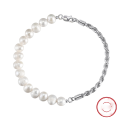 wholesale 925 silver metal material with half 6-7mm cultured freshwater pearls and half twisted chain design men's bracelet-0-0