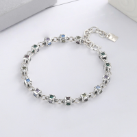 wholesale S925 sterling silver heavy workmanship mixed-color zircon rainbow dice bracelet trendy fashion women's accessory-157S/approx. 10.7g>925 silver