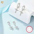wholesale S925 silver ear studs with gold cross design, fashionable, minimalist, and high-end versatile earrings, a cross-border bestseller-0-1