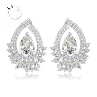 wholesale Metal Material, Mu Jing Jewelry European and American New Fashion Sparkling Pear-shaped Teardrop 8*12mm Ice Flower Cut High Carbon Diamond Earrings for Women Cross-border-E353 White Diamond &gt; 925 Silver