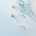 wholesale S925 silver Nalan flowers ear thread women's small chrysanthemum earringswave earrings E5759-0-0