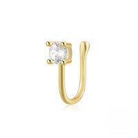 wholesale S925 Sterling Silver Geometric Teardrop Lightning Rhinestone Nose Cuff Piercing Jewelry-Gold single #6