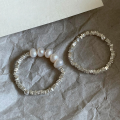 wholesale S925 Sterling Silver Crushed Silver Pearl Ring for Women, Light Luxury Small Design Sense Ring, Index Finger High-End Sense Elastic Ring-0-1