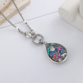 wholesale S990 Sterling Silver Retro Enamel Double-Sided Asymmetric Filigree Koi Fish Lotus DIY Pendant Charm-0-3