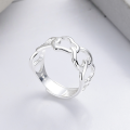 wholesale S925 Sterling Silver Interlocking Heart Ring with a Splice Design, Trendy and Unique Ins Minimalist Style Ring-0-0