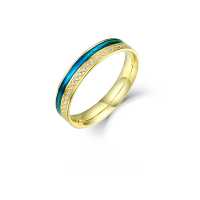 wholesale 925 Sterling Silver Original Design Dunhuang National Style Zircon Gradient Ring, Wholesale for Niche Ins-style Minimalist Band-Thick sterling silver with 14K gold plating &gt;One size fits all